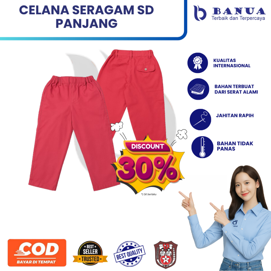 CELANA SD PANJANG PREMIUM NAGATA | SERAGAM SD CELANA SEKOLAH MURAH BAHAN PREMIUM || CELANA PANJANG S