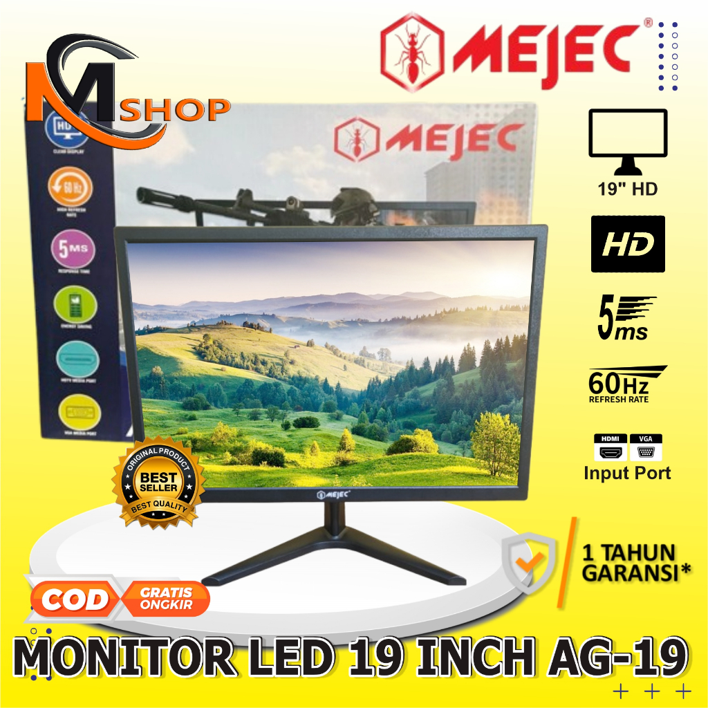 grey mart - LED Monitor 19" Inch IPS HDMI VGA Input 60HZ Murah Garansi Resmi