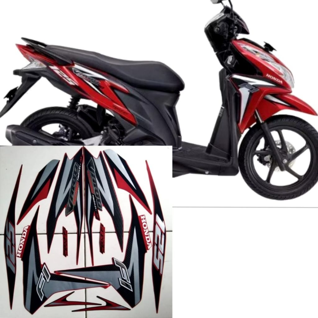 Stiker Striping Lis Body Motor Vario Techno 125 2012 Merah