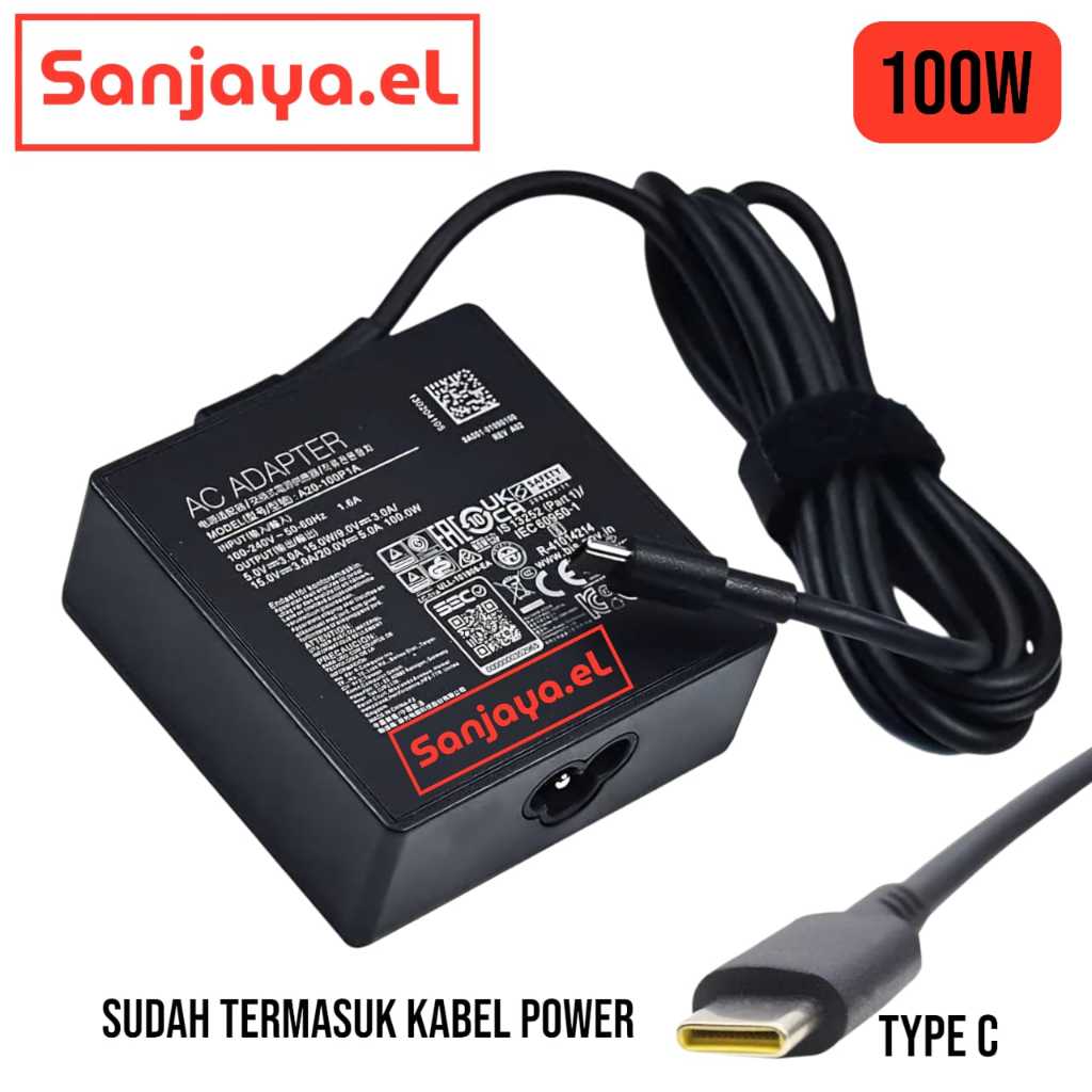 CHARGER ADAPTOR LAPTOP AXIOO HYPE 5 AMD X6 100W 100Watt Usb Type C