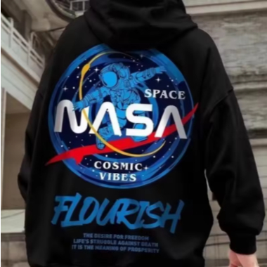Jaket Hoodie Motif NASA Ukuran M L XL XXL Distro Unisex Pria Wanita Sweater Hodi Keren Cowok Cewek B