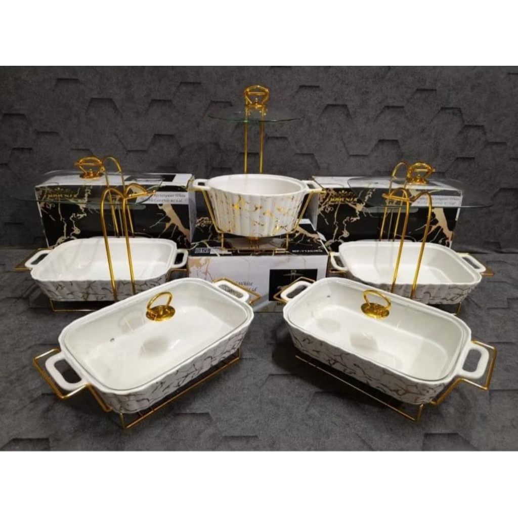 Prasmanan Pesta Fiorenza Keramik Marble Set 5Buah (Khusus Instant)