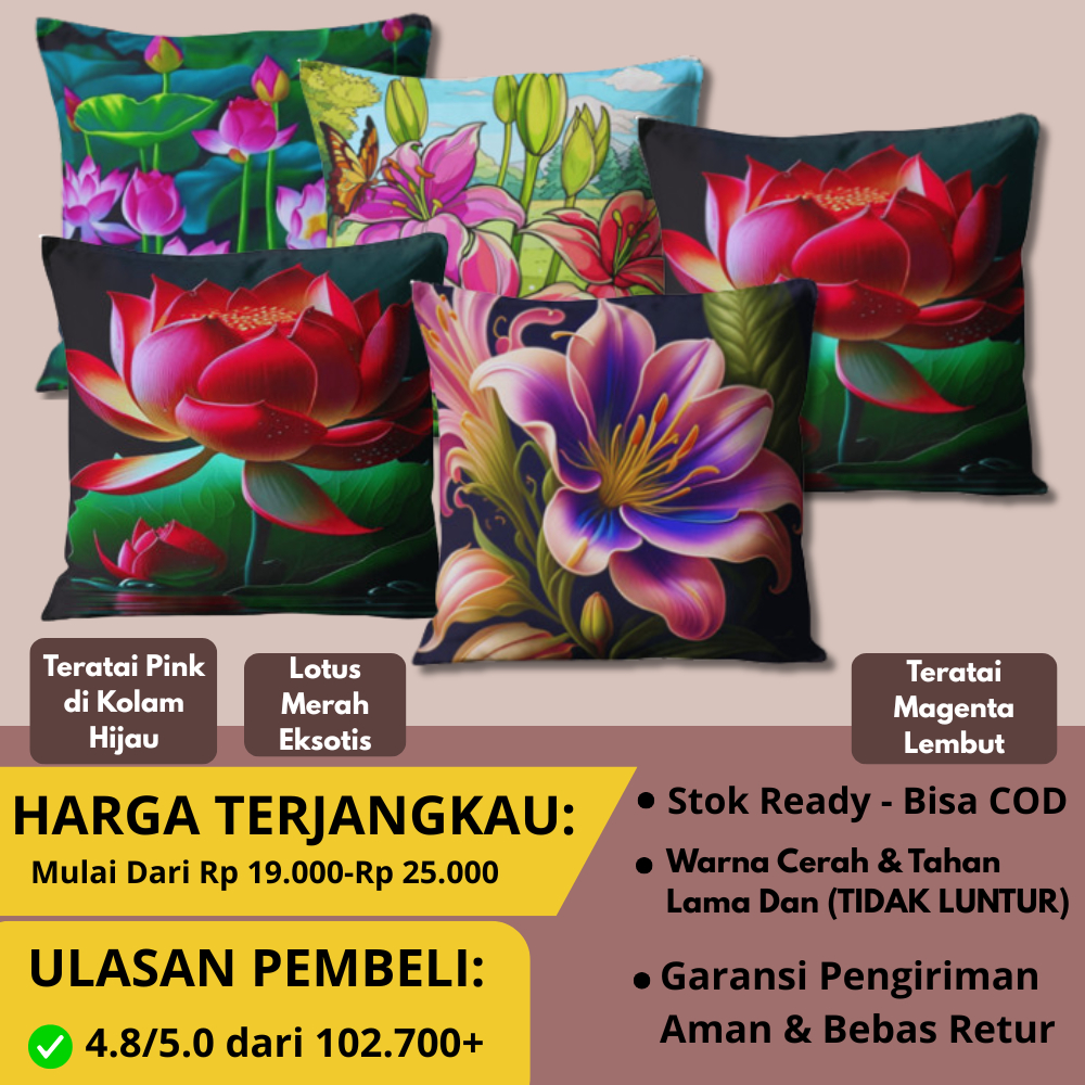 SARUNG BANTAL PRINTING MOTIF BUNGA TERATAI  LOTUS - Garden Lembut Penuh pesona-