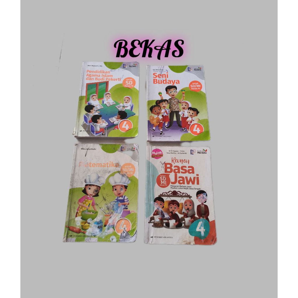 Matematika Agama Islam seni budaya remen basa Jawi kelas 4 Kurikulum Merdeka Erlangga bekas
