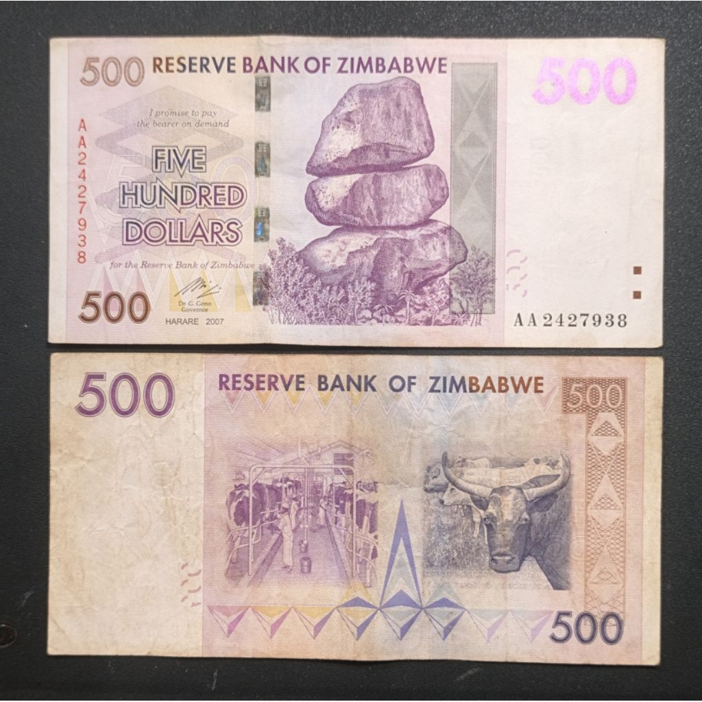 Uang kertas Asing Zimbabwe Five Hundred Dollar
