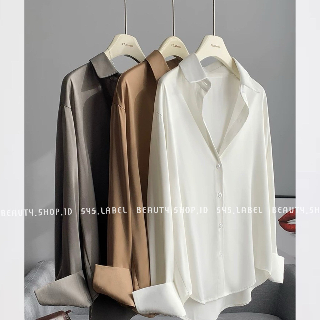 Agnia Jumbo Blouse - Kemeja Basic Jumbo - Kemeja Wanita Big Size - Kemeja Wanita Premium G4