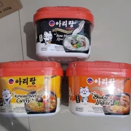

Arirang self cooking noodle box mie instant rasa KOREAN BEEF CURRY / BUDAE JJIGAE /BONE MARROW RICE NOODLE Sliced Beef