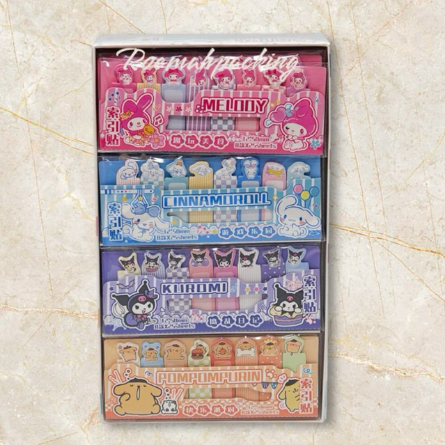 

Sticky notes san*rio isi 200pcs pembatas buku karakter san*rio Melody cinamoroll kuromi pompompurin