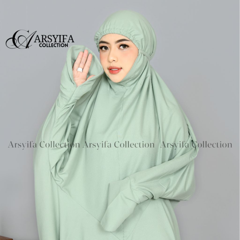 ARSYIFA-Mukena Terusan Anak Remaja Tanggung Mukena Santri Dagu Malaysia polos Katun Premium