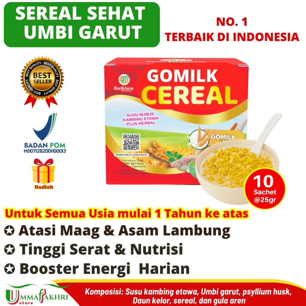 

Sereal Umbi Garut 1 Box Isi 10 Sachet | Mengatasi Asam Lambung , Maag, Greed, Original