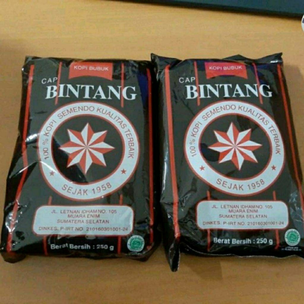 

Kopi Bubuk Cap Bintang Asli Semendo Kemasan 250 Gram : Harga Pas Rp. 34.000 Per Pcs