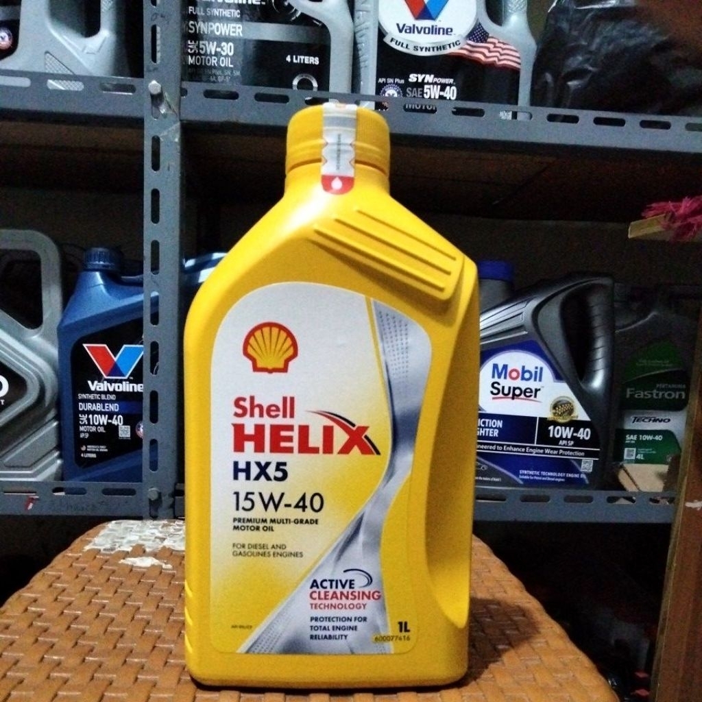 Oli shell helix hx5 15w-40 galon isi 4 liter original-scan barcode terfervikasi