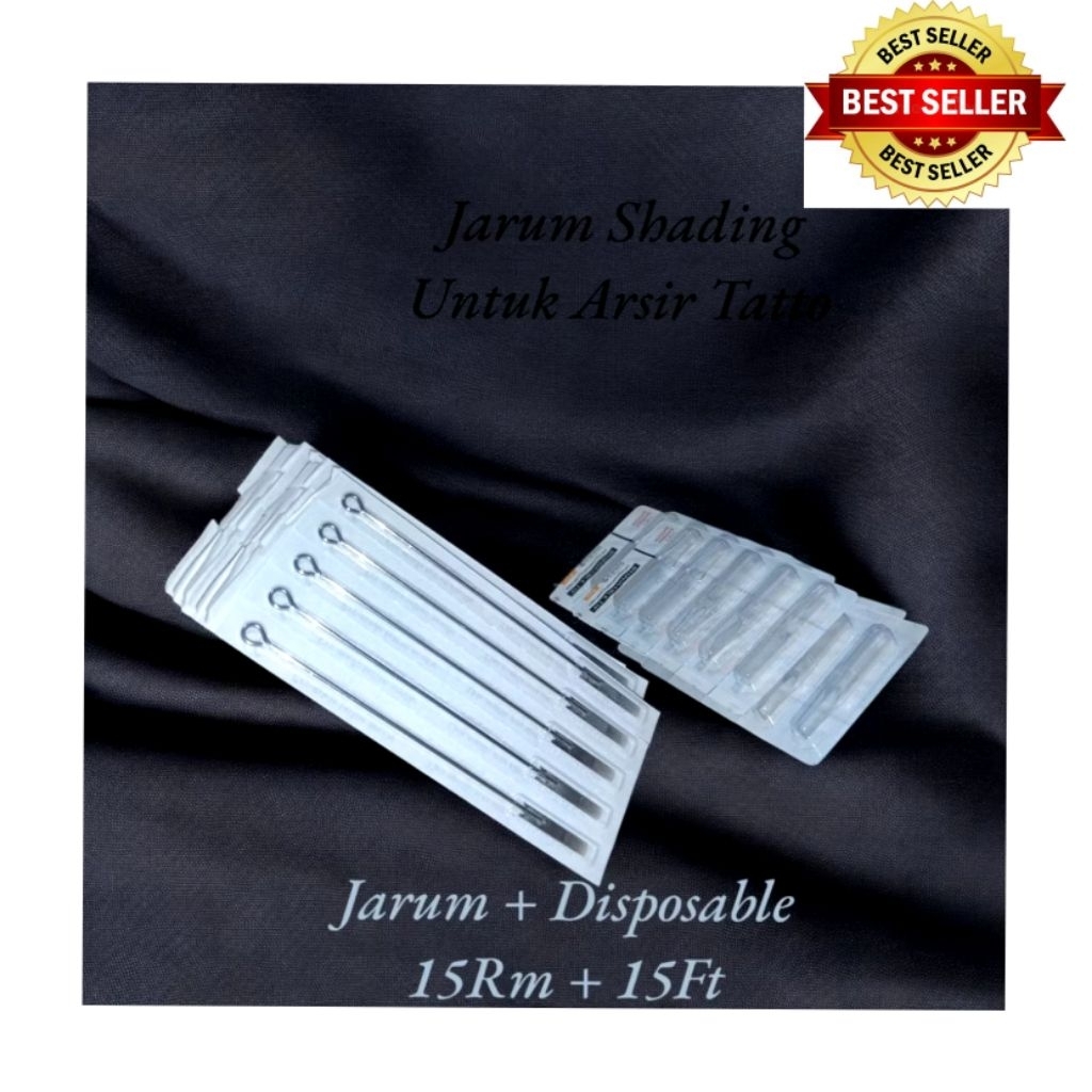 15RM + 15FT / RM15 + FT15 Sepasang Jarum + Disposable Tips / Dispotip Untuk Shading Arsir Blok Selem