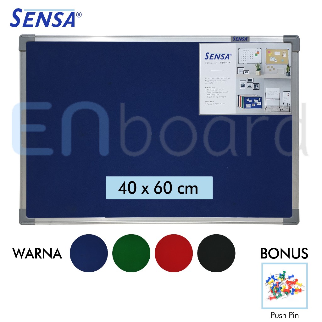 

Softboard / Pin Board / Cork Board / Papan Pengumuman / Mading Gantung Bludru Sensa 40 x 60 cm