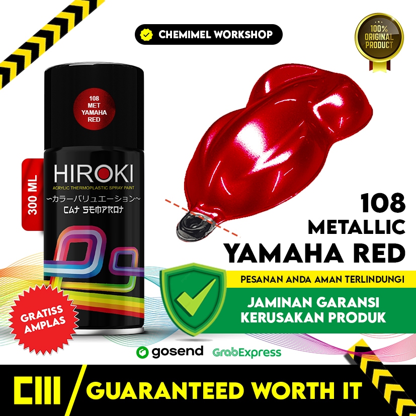 Cat Semprot Hiroki Metallic Yamaha Red 108 Pilok Motor Warna Merah Yamaha