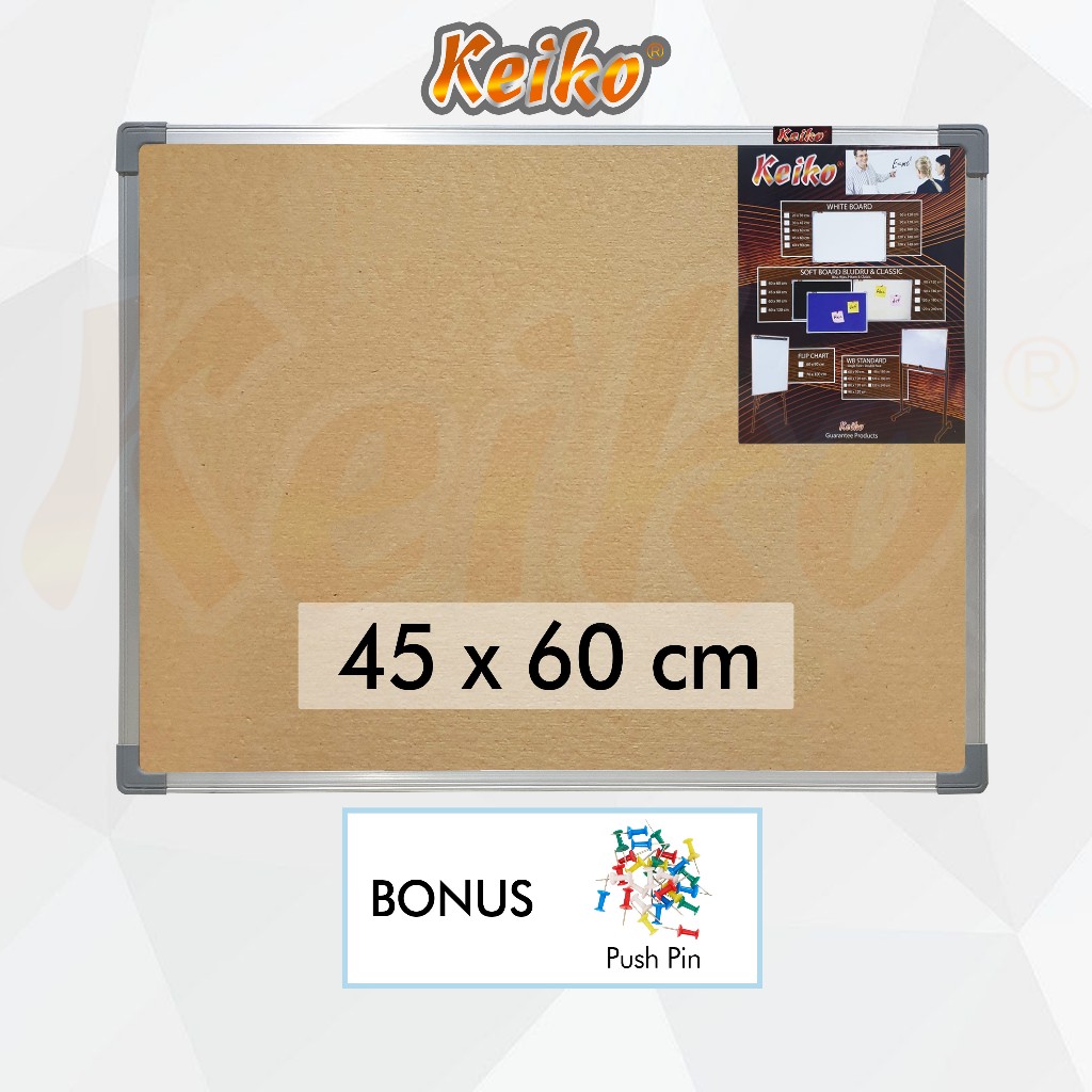 

Softboard / Pin Board / Cork Board / Papan Pengumuman / Mading Gantung Polos Keiko 45 x 60 cm