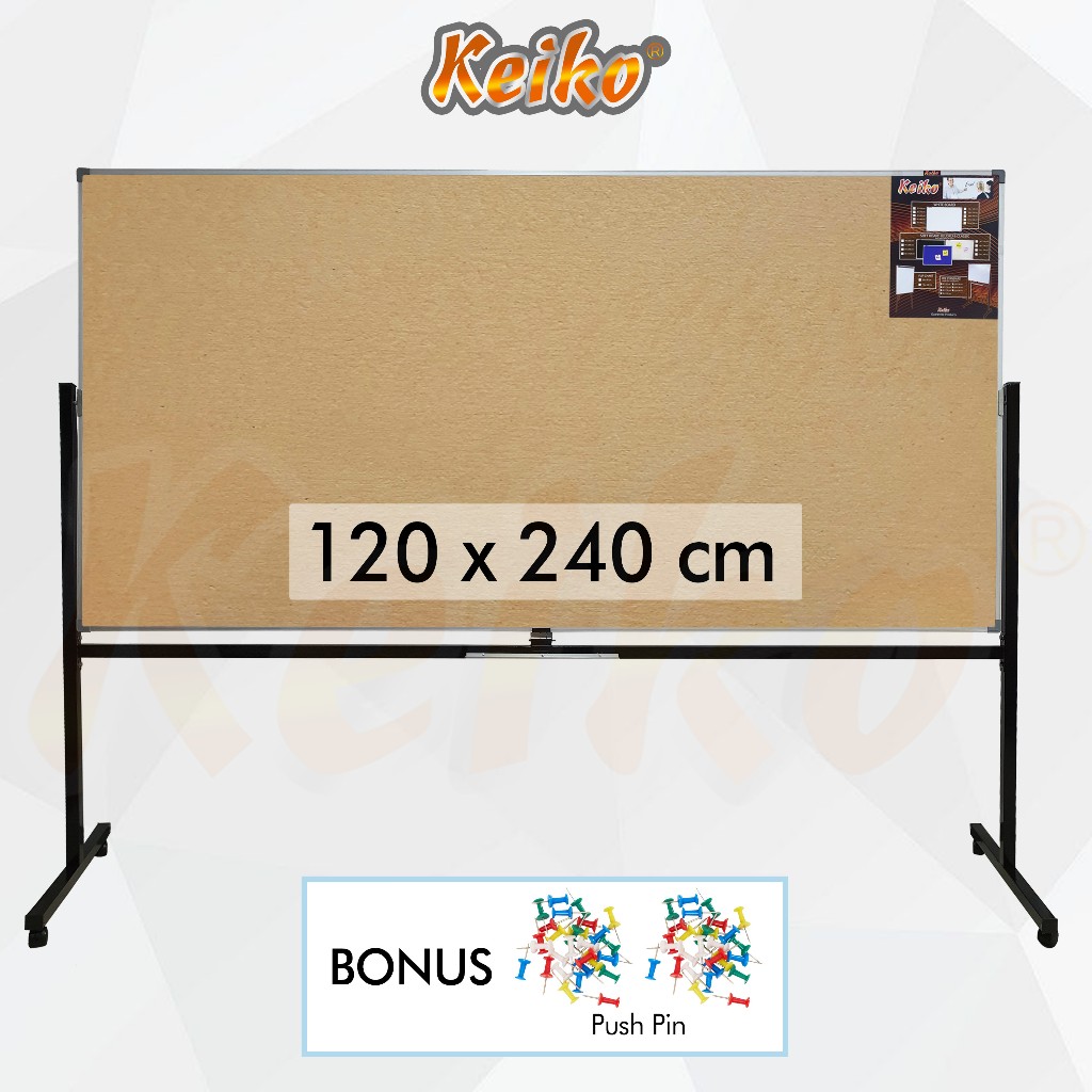 

Softboard / Cork Board / Pin Board / Papan Pengumuman / Mading Standing Polos Keiko 120 x 240 cm