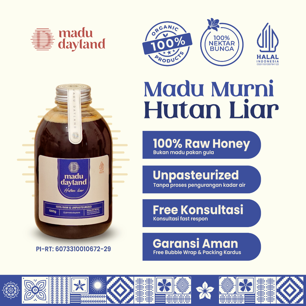 

Madu Murni Hutan Liar Madu Dayland 100% Raw Honey