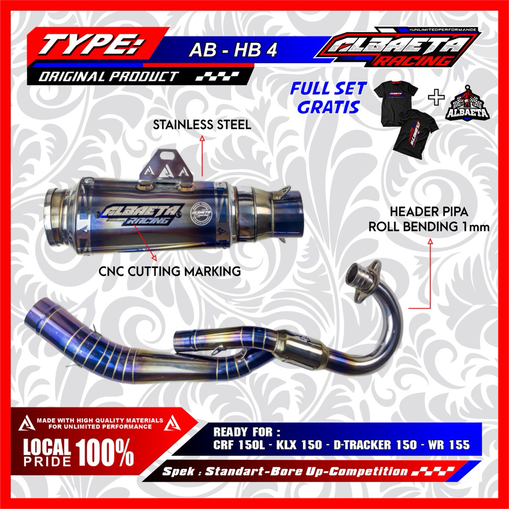 KNALPOT ALBAETA RACING EXHAUST TYPE AB - HB 4 HALF BLUE || KNALPOT CRF KNALPOT KLX KNALPOT DTRACKER 