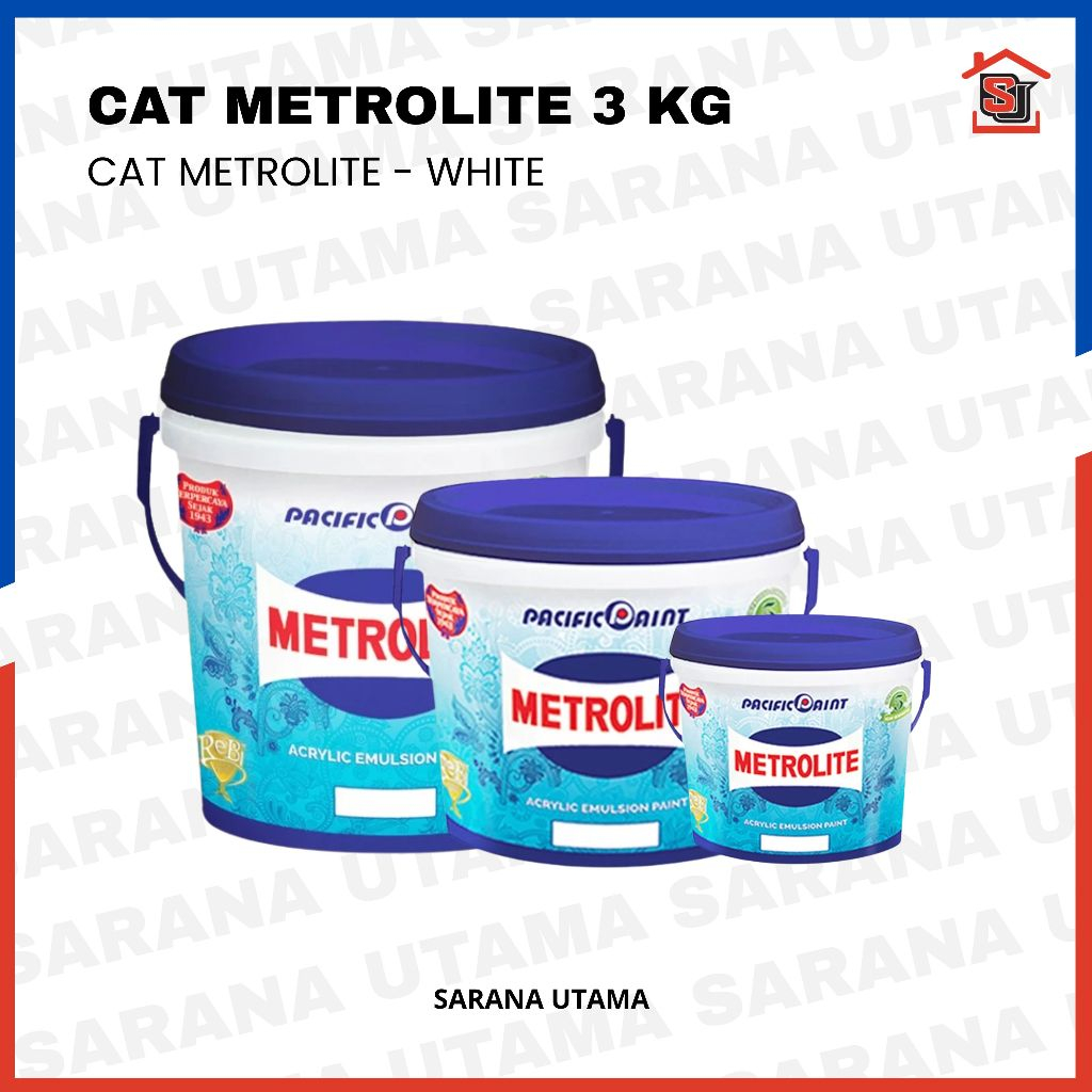Pacific Paint Cat Metrolite Putih 3 Kg Acrylic Emulsion Cat Dinding Interior
