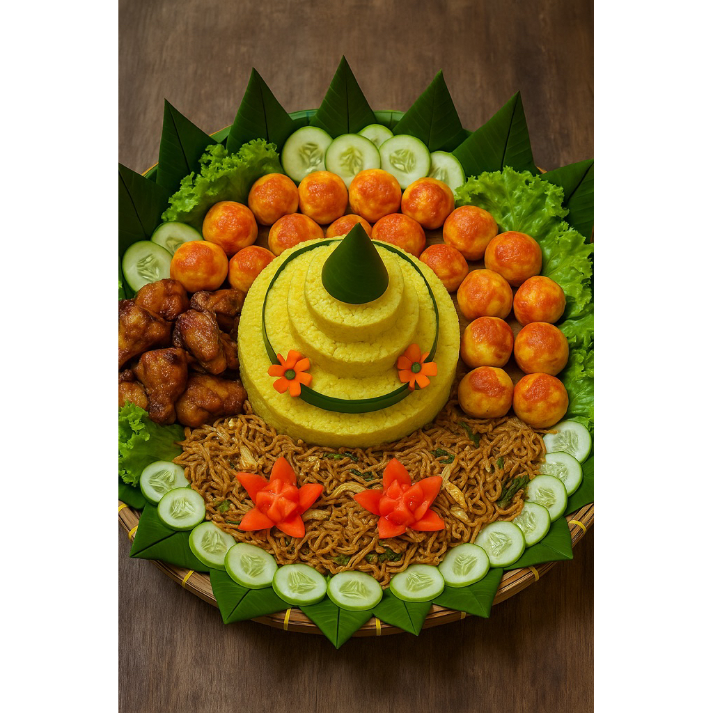 

Nasi kuning tumpeng 3lauk lengkap sambal lalapan bisa dadakan