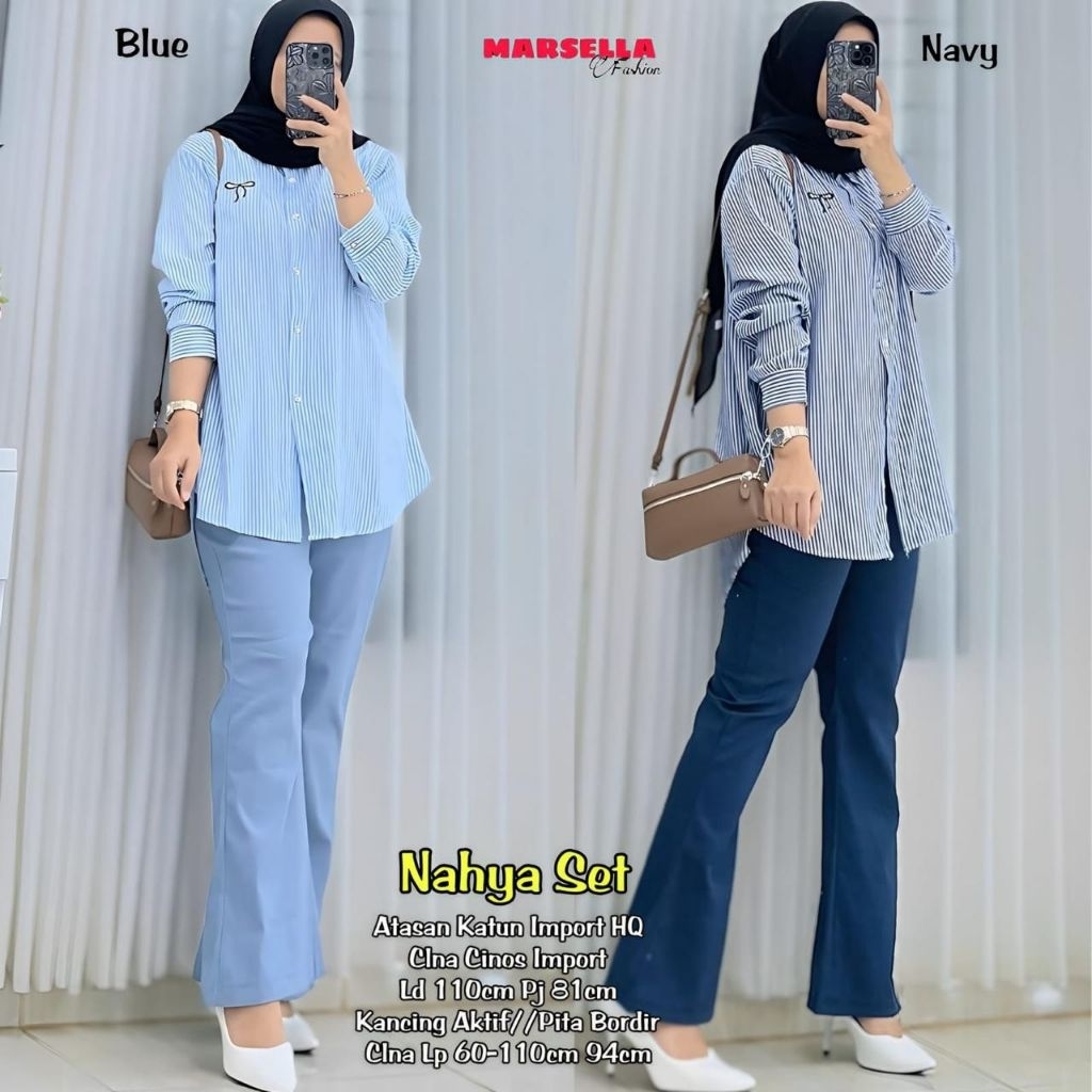 jova nahya one set wanita kekinian by marsela N&B blouse katun jepang premium blouse motif bunga tun