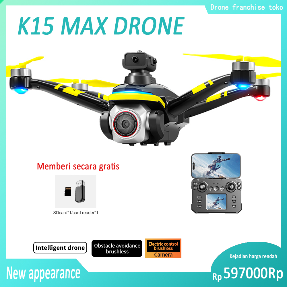 Drone baru K15 MAX, kamera ganda, piksel 4K, fotografi ketinggian tinggi, melayang di ketinggian tet
