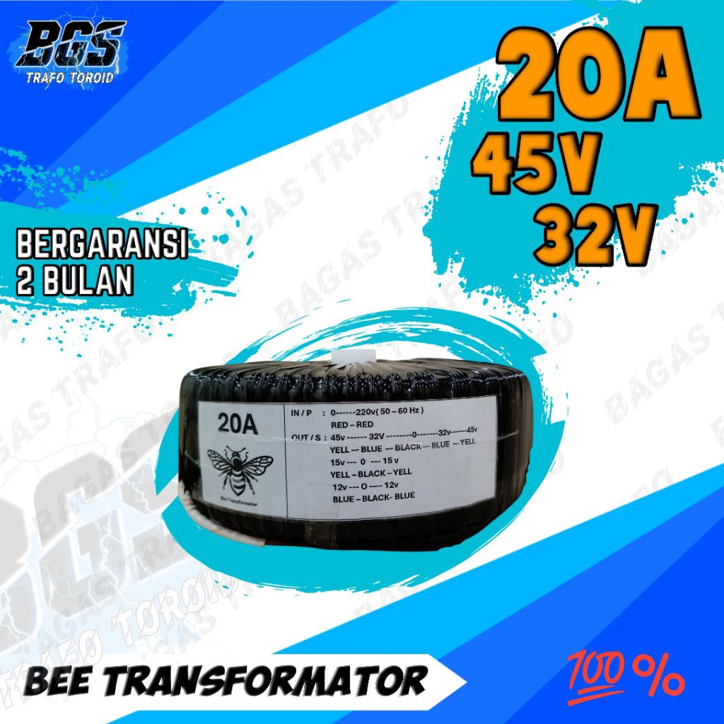 trafo toroid / trafo donat 20A ct 45v murni