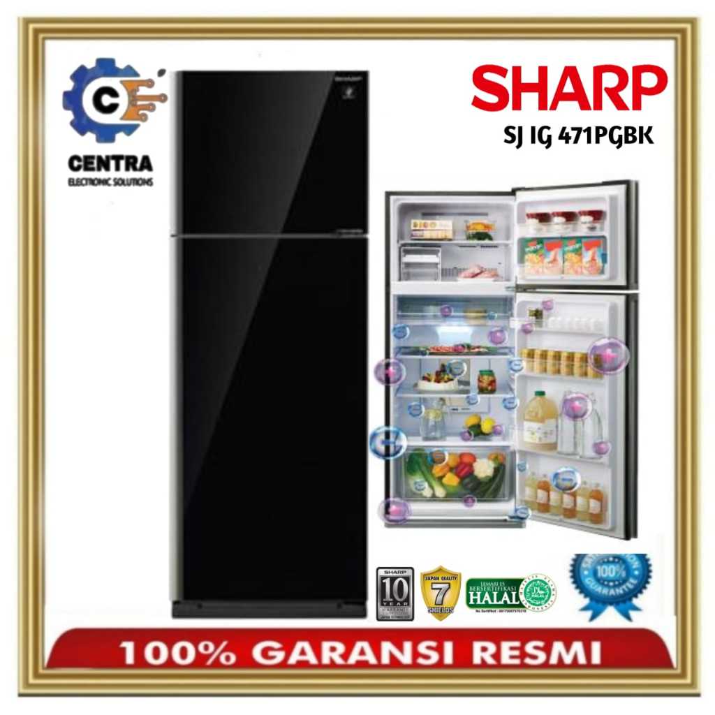 Kulkas Sharp 2 Pintu Sj-ig471pg-bk - Hitam  364L