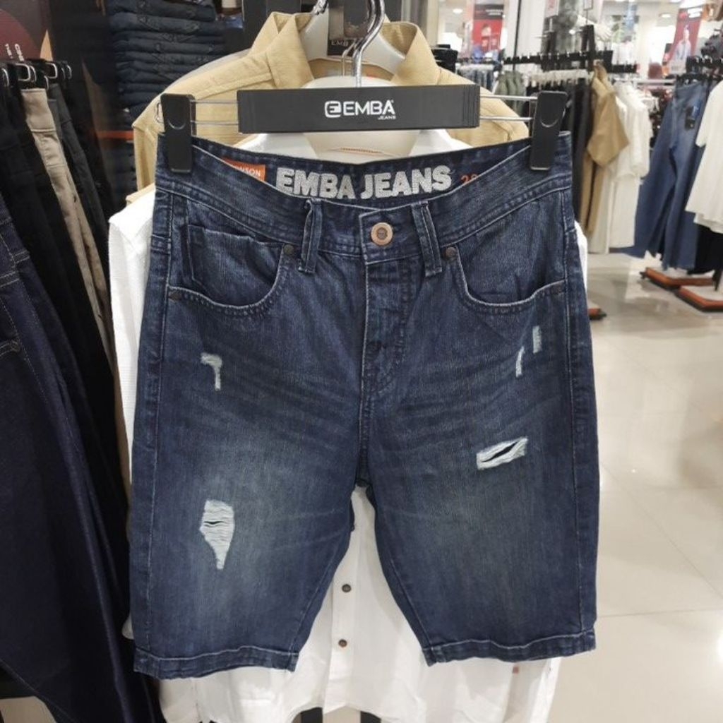EMBA JEANS CELANA PENDEK PRIA SOBEK SLIM FIT PROMO HARGA MURAH ORIGINAL MATAHARI