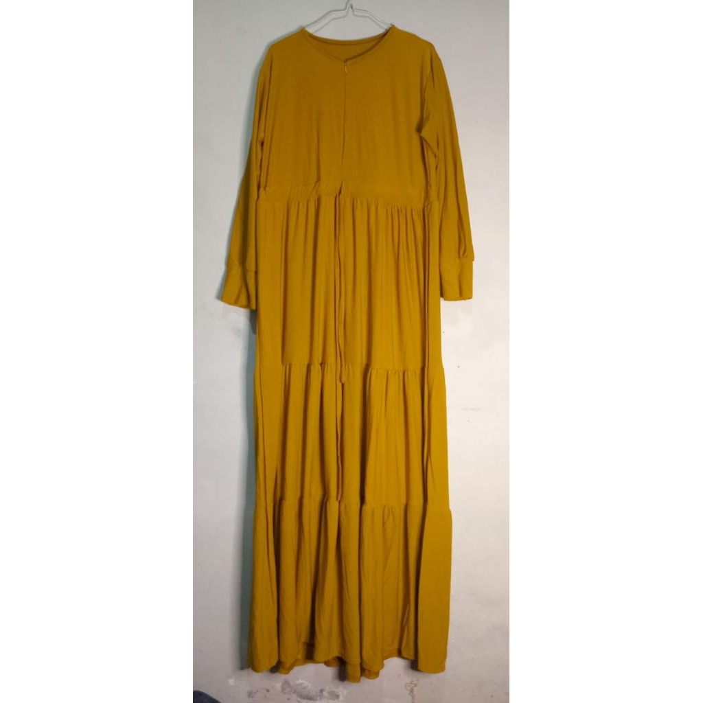 gamis jersey kuning kunyit mustard