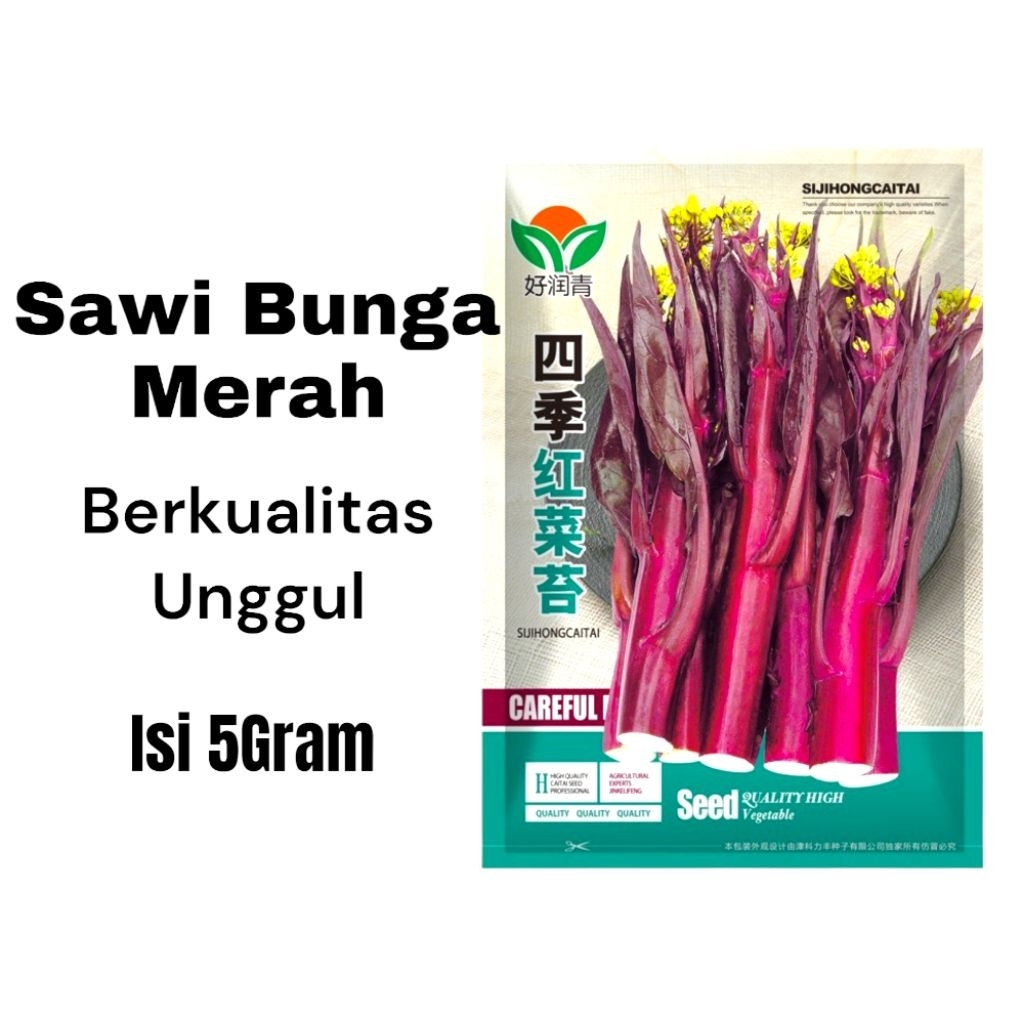 

Beni sawi manis merah atau sawi bunga merah kemasan ori pabrik kualitas premium mudah tumbuh