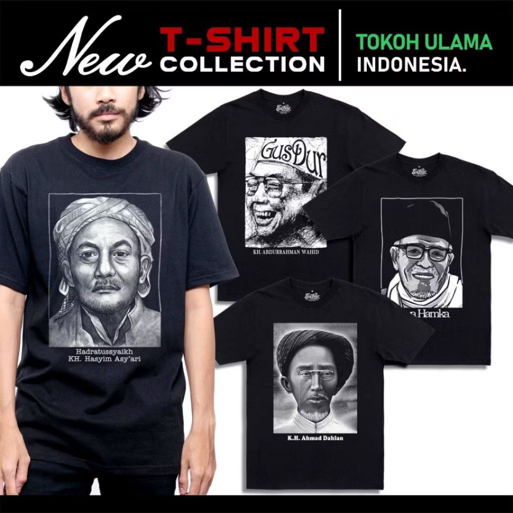 Kaos Tokoh - GusDur - Hasyim Asy'ari - Ahmad Dahlan - Buya Hamka - Ag Store