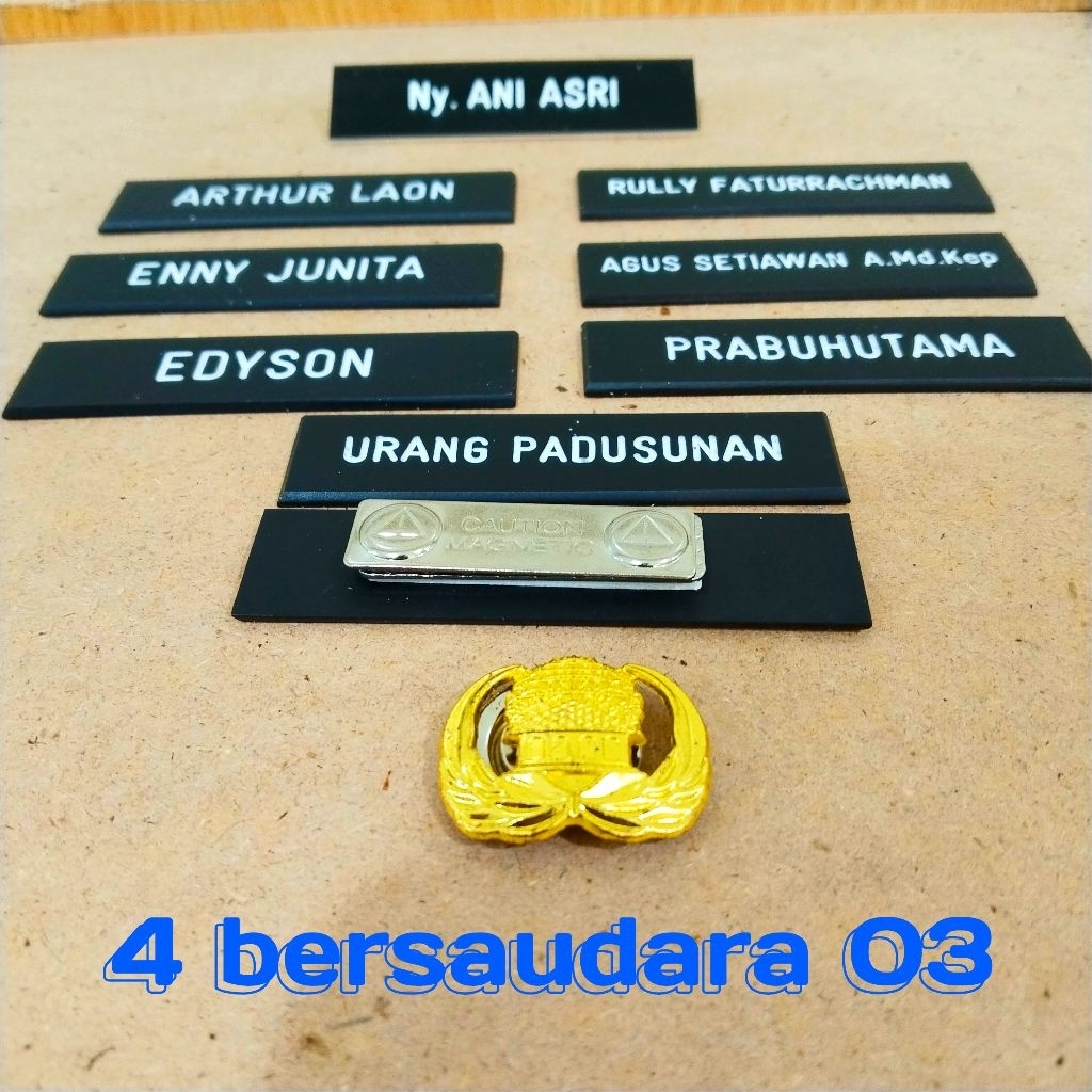 

nametag/nama dada ready stok hitam doff+pin korpri