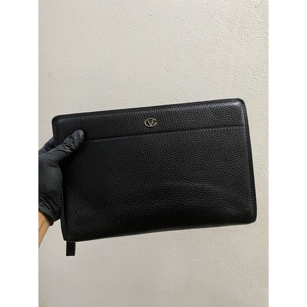 handbag giovani valentino black leather original preloved