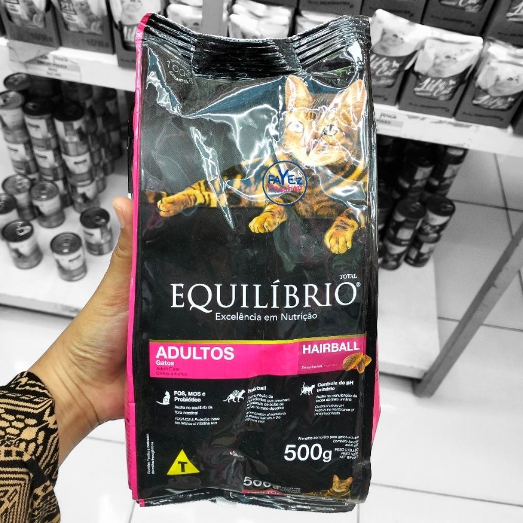 Equilibrio adult 500g - hairball - freshpack (makan kering untuk kucing dewasa dengan formula hairba