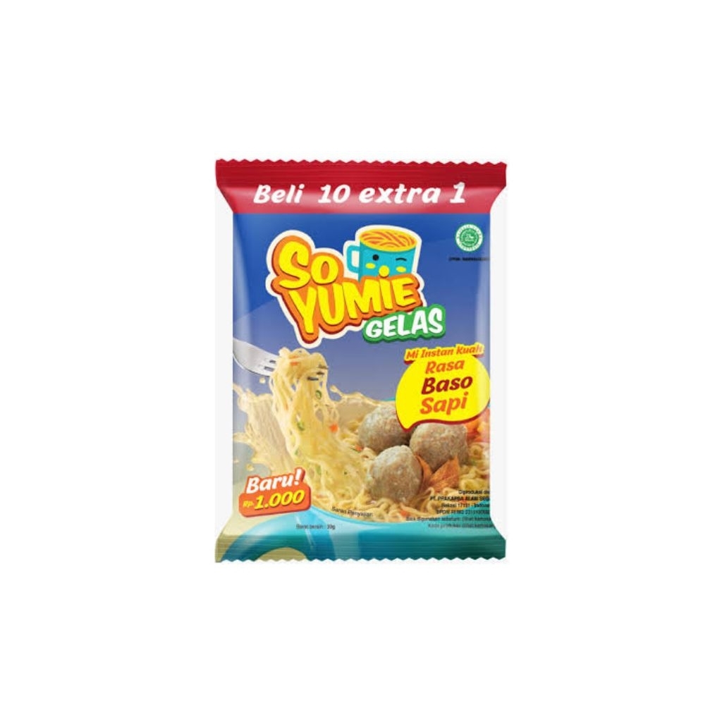 

So Yumie, mi gelas dengan 4 varian rasa. (setiap pembelian akan mendapatkan 4 renteng sekaligus)