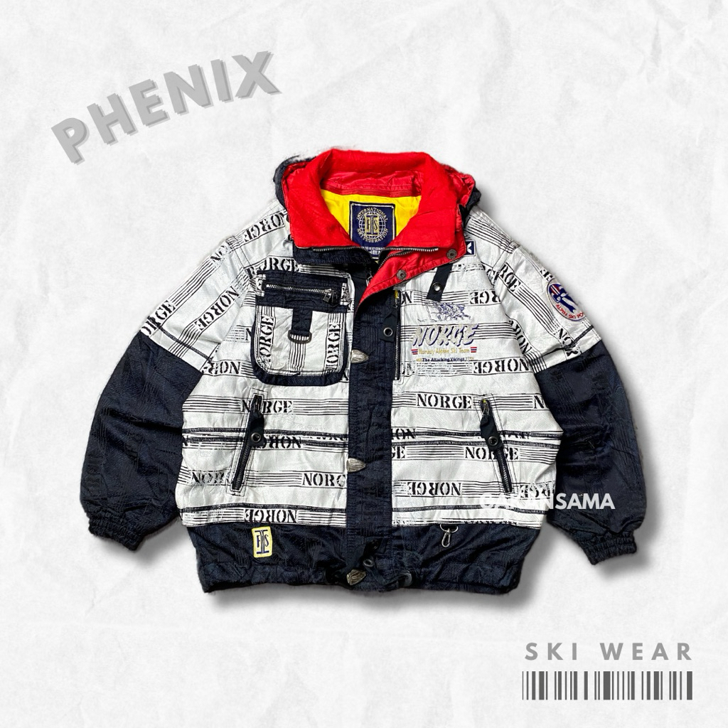 Jaket Vintage Phenix Norge Norwegian Ski Wear Silver Hitam