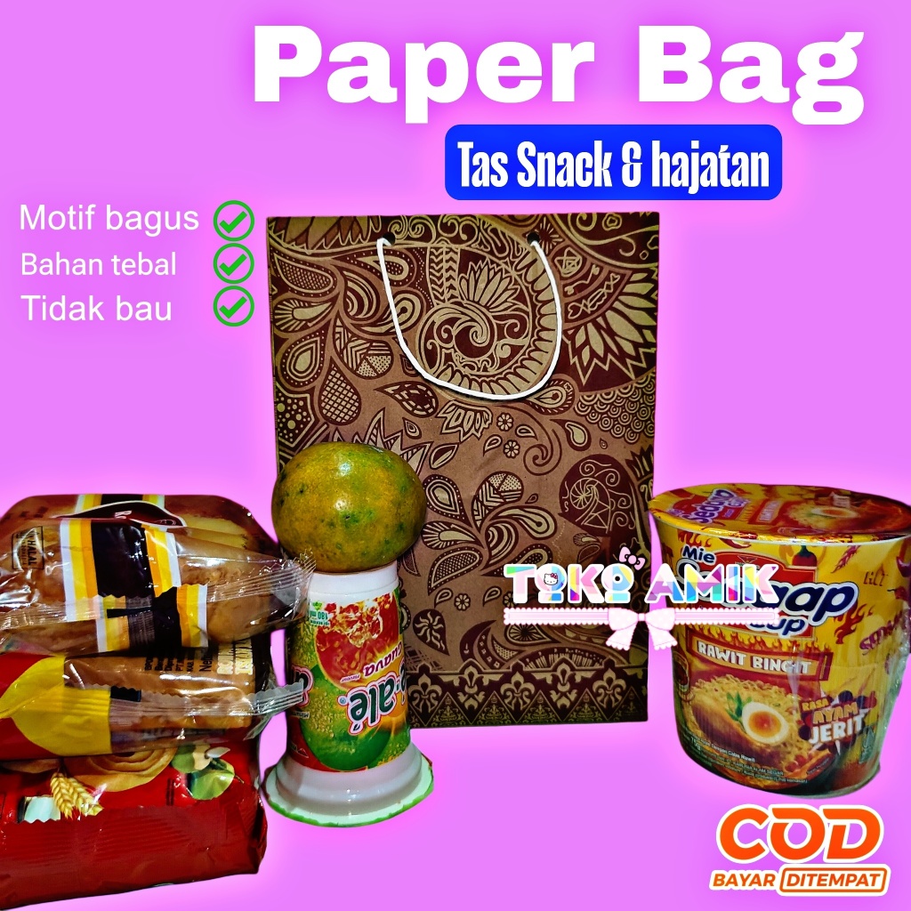 

(50pcs) Paper Bag Batik Tas snack & hajatan uk 17x9x23