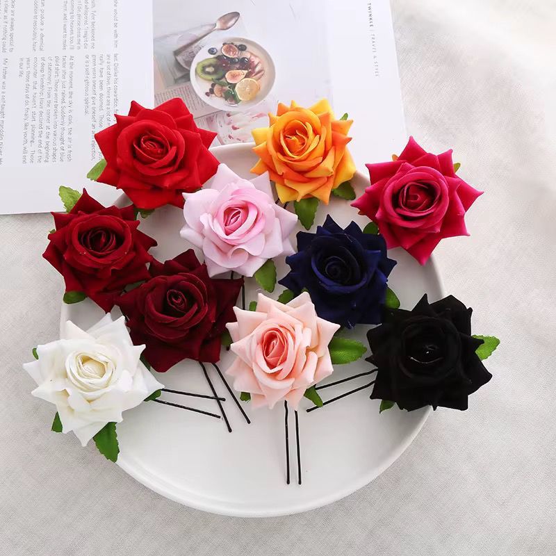 Hiasan Rambut Tusuk Bunga Mawar Aksesoris Rambut Pesta