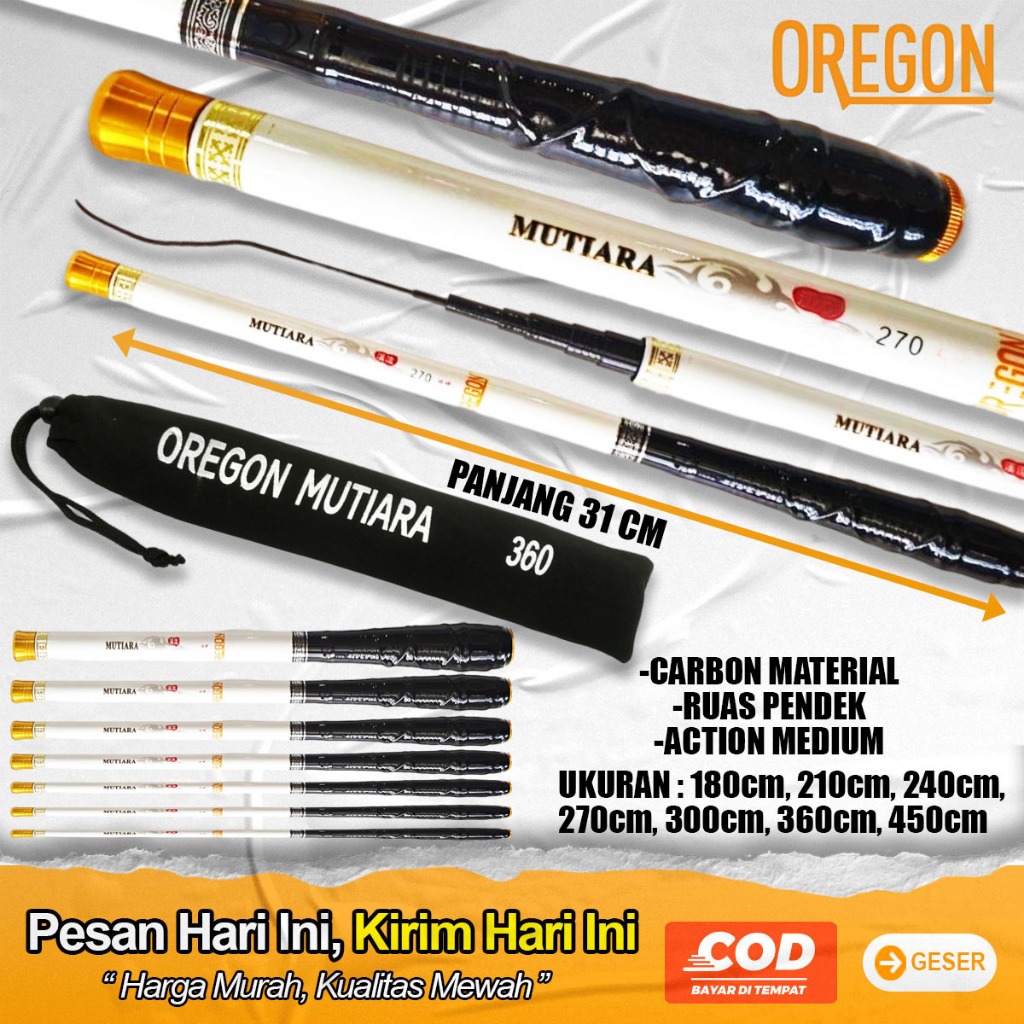Joran Tegek OREGON Mutiara 180 210 240 270 300 360 450 Tegek Ros pendek Carbon Hard Kaku