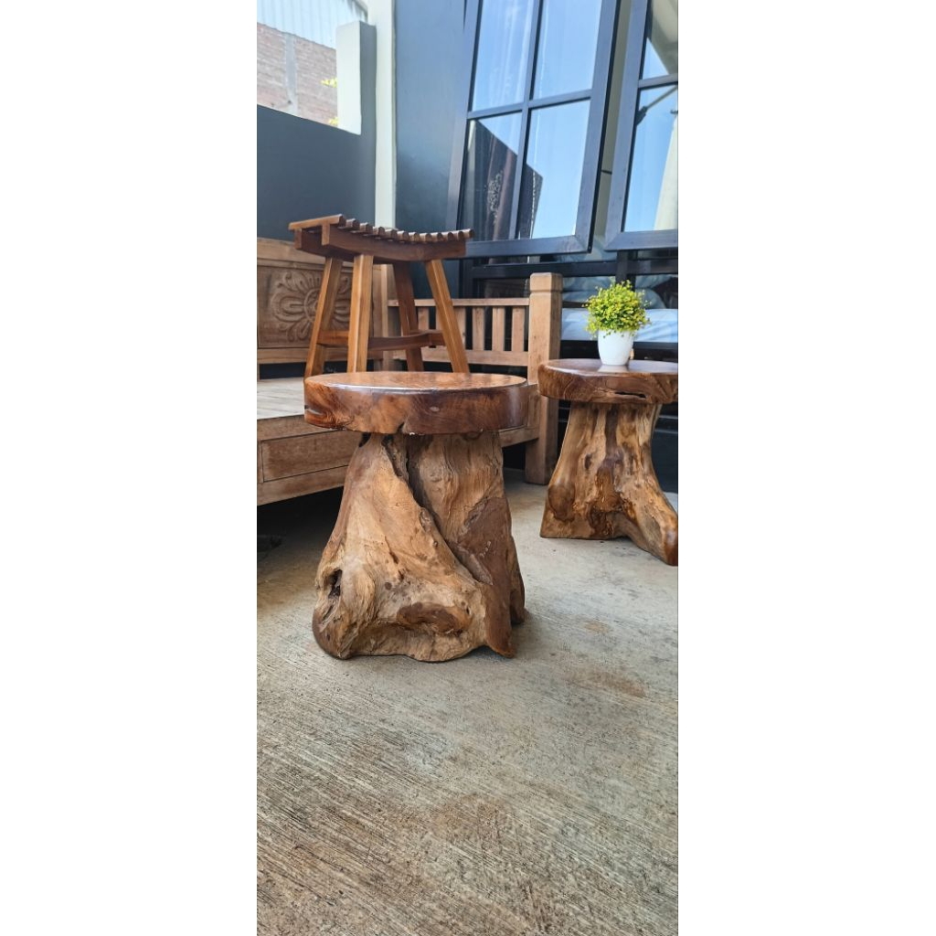 KURSI KAFE / MEJA AKAR KAYU JATI KAYU TEBAL
