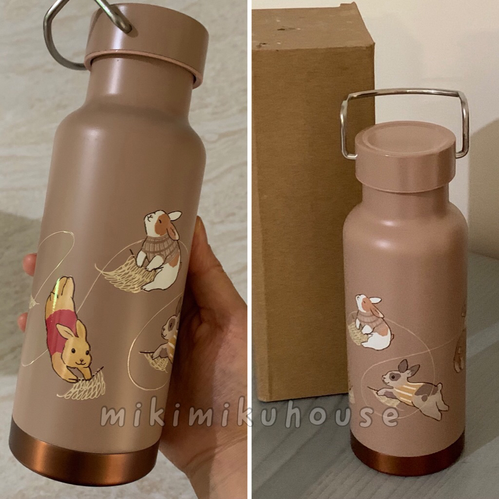 READY STOCK STARBUCKS FUZZY BUNNY KNITTING BUNNIES STAINLESS STEEL WATER BOTTLE AUTUMN RABBIT STARBU