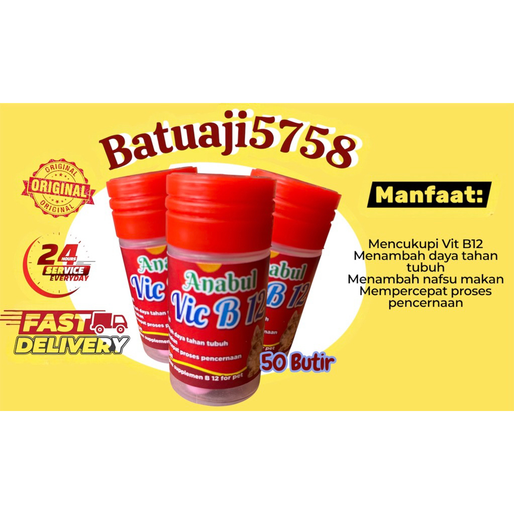 Vitamin B12/ Vitamin Suplement Kucing Dan Anjing Isi 50 Butir