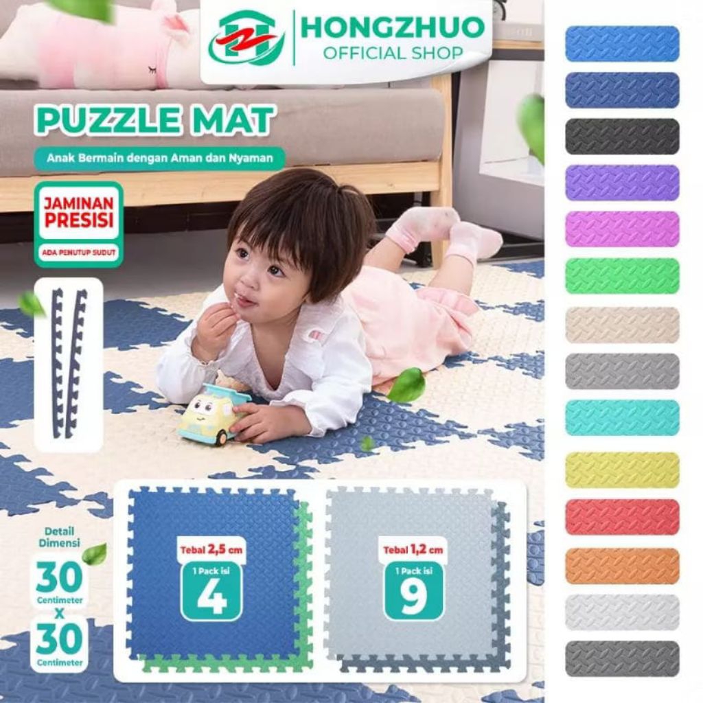 Matras puzzle anak 30×30cm tebal 1 cm isi 10pcs / puzzle polos karpet Playmate tikar