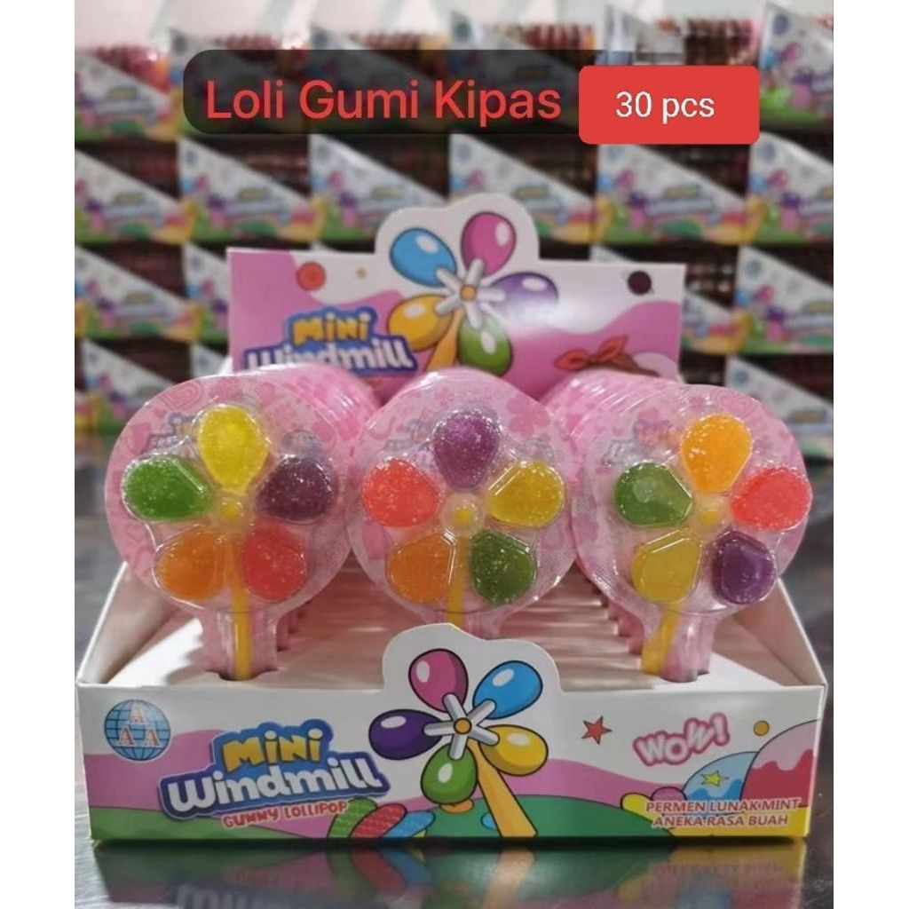 

Lollipop Gummy Model Kipas Rasa Buah Isi 30pcs