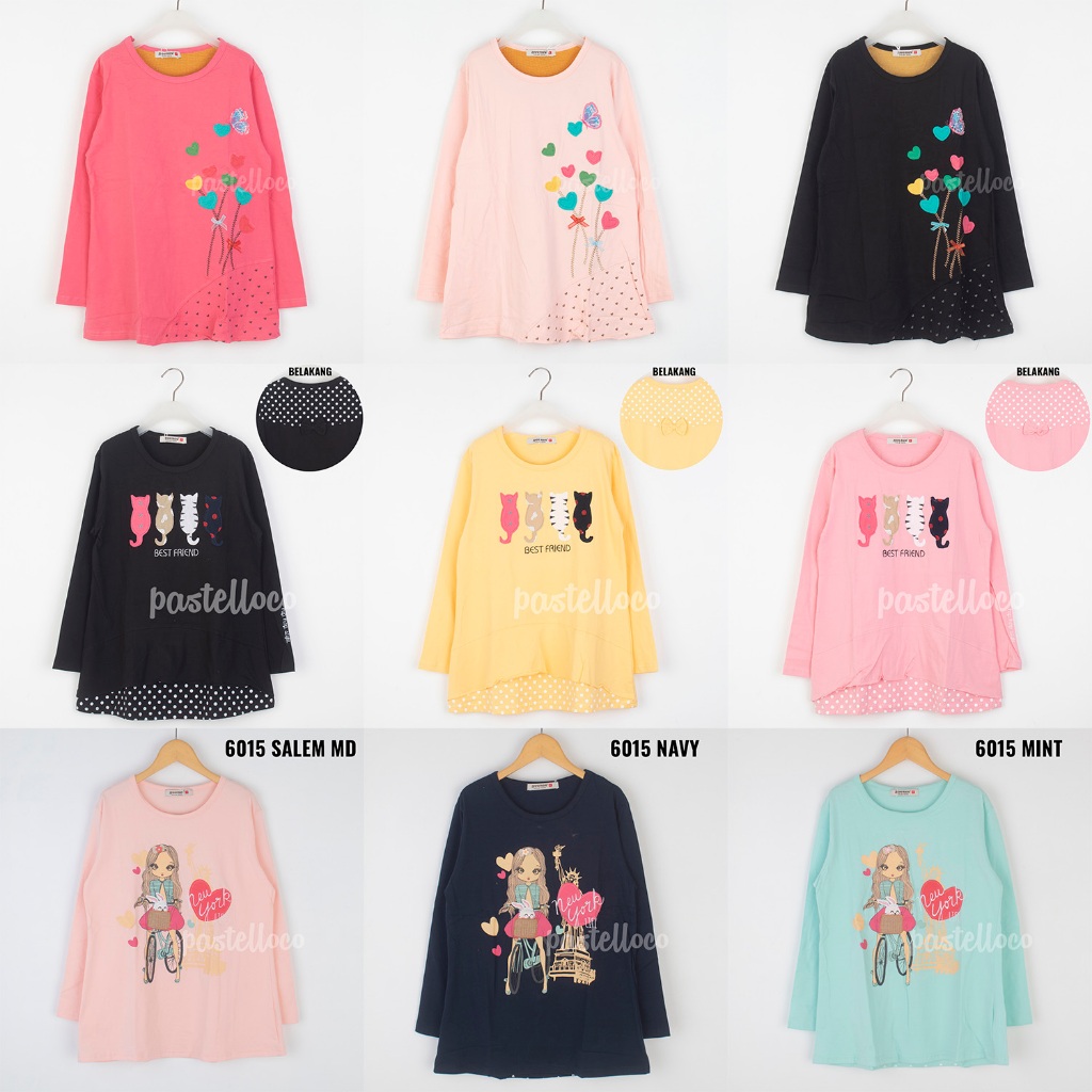 FREESIZE GEENEE Kaos Anak Perempuan Lengan Panjang Atasan Anak Cewek 0100