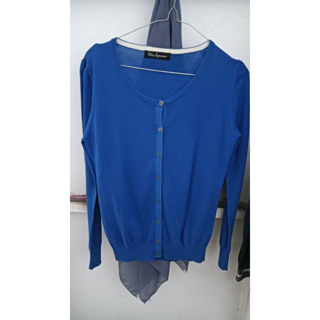 atasan wanita kardigan biru elektrik