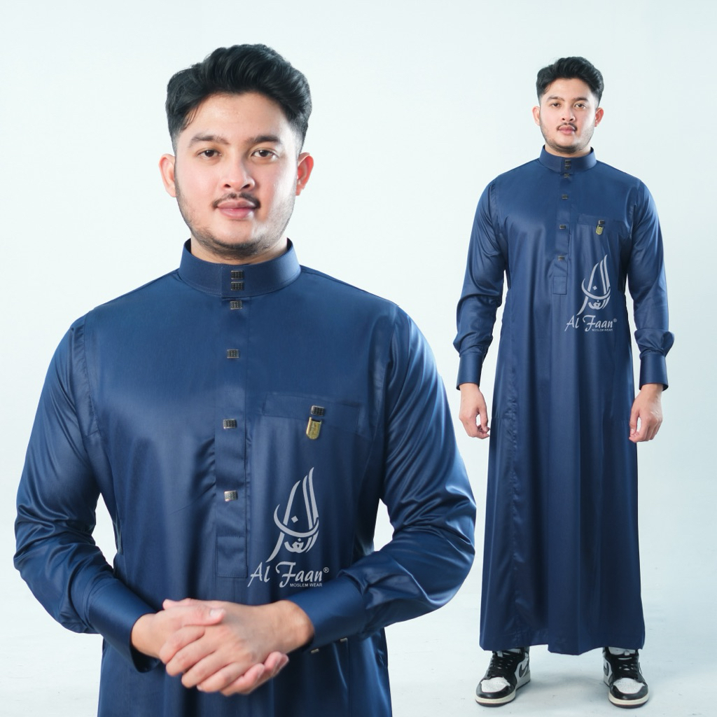 Jubah Gamis Pria Jubah Slimfit Polyester Korea Jubah Pria Muslim Gamis Alfaan Busana Muslim Pria