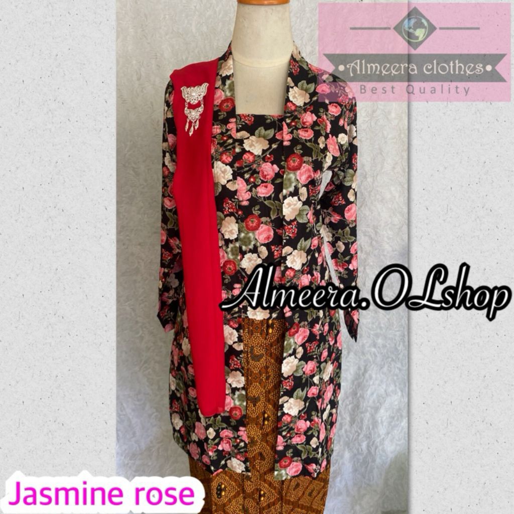 kebaya kembang katun tunik kutubaru panjang/long flowers kebaya